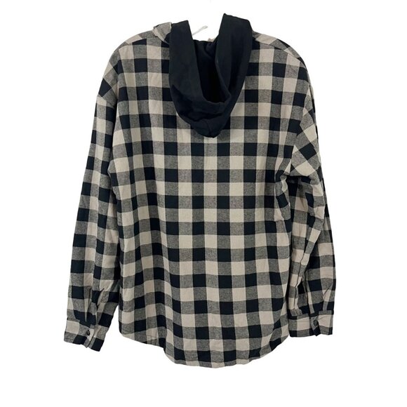 NEW Little Bipsy Gray Black Buffalo Check Plaid Hooded Jacket Shacket Boys Large - Picture 2 of 8